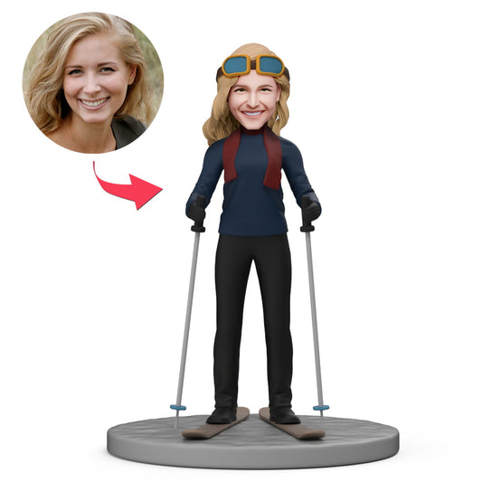 Wackelkopf Figur - Skifahrerin