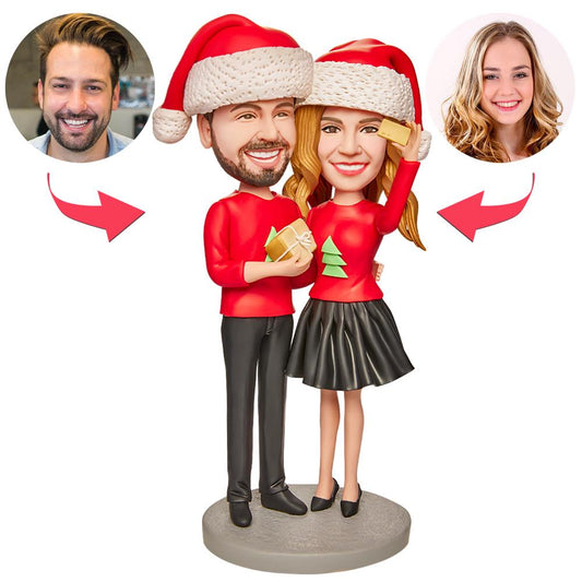 Wackelkopf Weihnachtsfigur - Selfie Paar