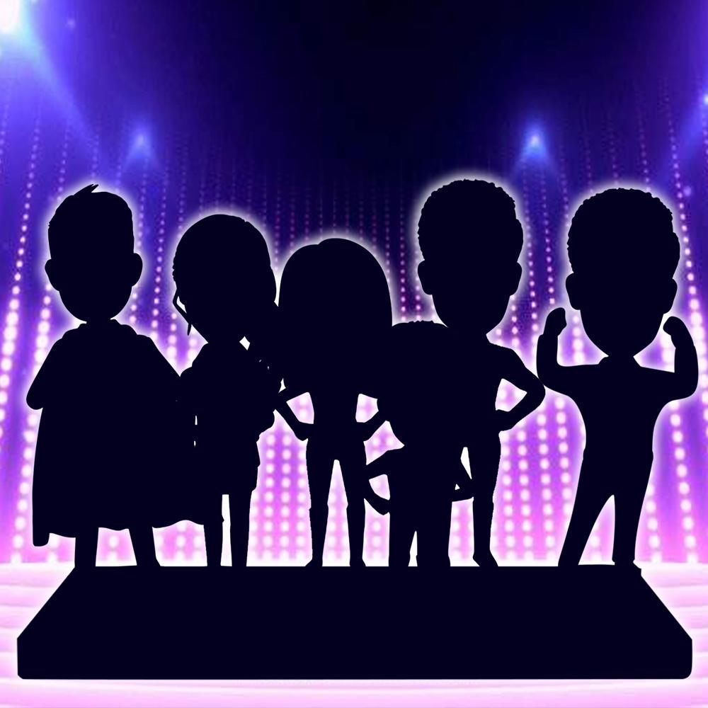 Handgemachte Wackelkopffigur mit individuellem Gesicht und Körper (6 Personen)