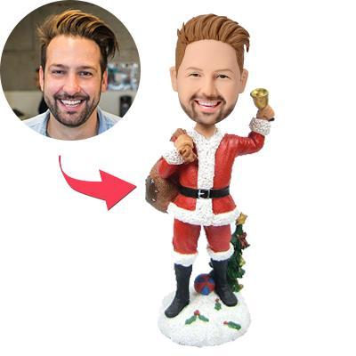 Wackelkopf Weihnachtsfigur - Weihnachtsman mit Glocke