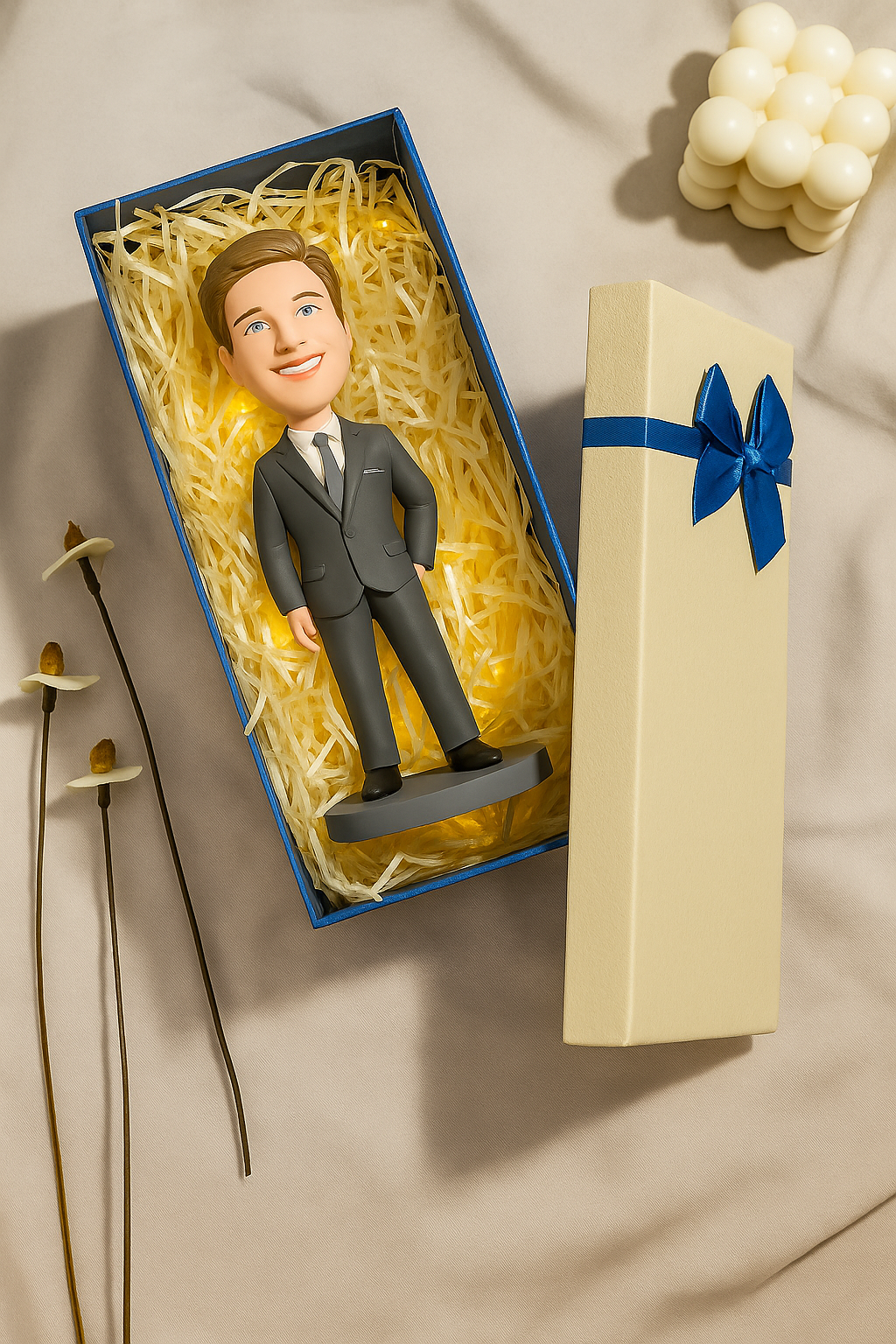 Handgemachte Wackelkopffigur mit individuellem Gesicht und Körper (1 Person)