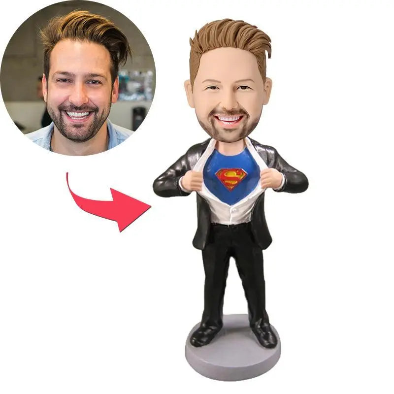 Wackelkopffigur im Superman-Stil – mit individuellem Gesicht